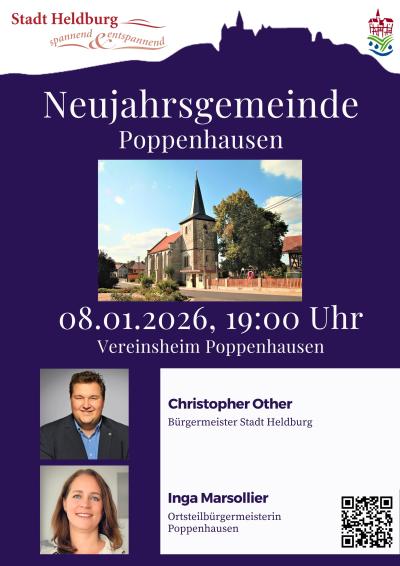 Plakat Neujahrsgemeinde Poppenhausen 2026
