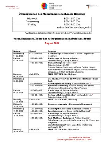 Veranstaltungskalender MGH Heldburg August 2024 Seite 1